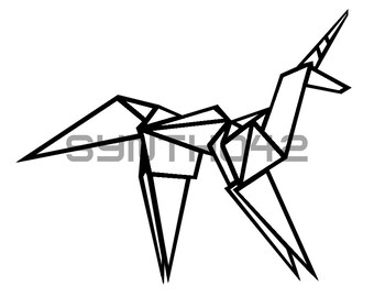 Vinyl Decal "Origami Unicorn" - Blade Runner Sci-fi Movie Tribute Cyberpunk Techy Car Window Laptop Sticker 5"w x 4"h