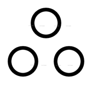 May include: Three black circles, each with a white center, are arranged in a triangular pattern.