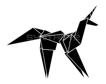 Vinyl Decal "Origami Unicorn 2" Blade Runner Tribute Sticker  Sci-fi, Cyberpunk, Futurism 4in h 5in w