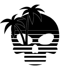 Vinyl Decal &quot;Vaporgrave&quot; - Vaporwave Cyberpunk Skull Car Window Laptop Sticker Synthwave 80s Retro - 6in x 6in