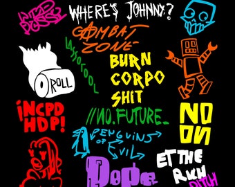 Vinyl Decals "Night City Graffiti" Cyberpunk Graffiti Sets See Images for Details For Sci-fi Futurism Video Game Homage Customization