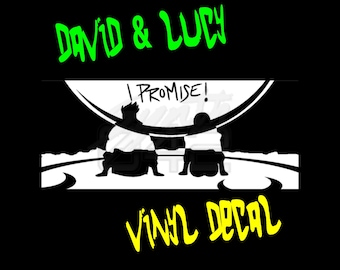 Vinyl Decal "Promise you the Moon" Cyberpunk Edgerunners Homage Moon Scene Silhouette in 2 types and 2 sizes