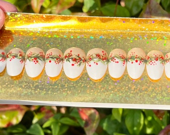 Juego de uñas navideñas / uñas de Navidad / uñas de Navidad / Navidad / Navidad / uñas de corona / corona / uñas / presionar en las uñas / conjunto de felices fiestas / uñas hermosas