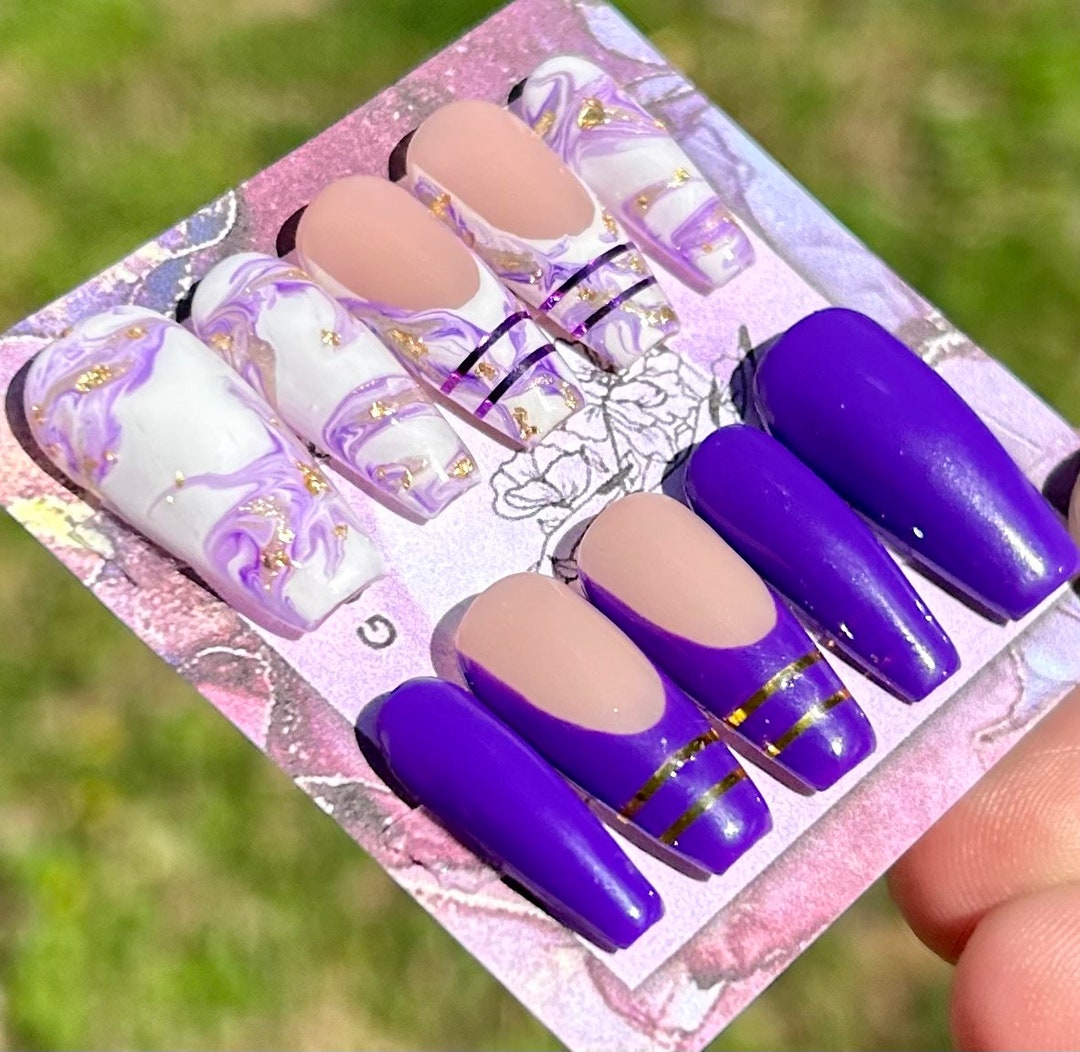 Marble Nails/ Marble French Tip Nails/ French Tip/ Pressons/ Press on