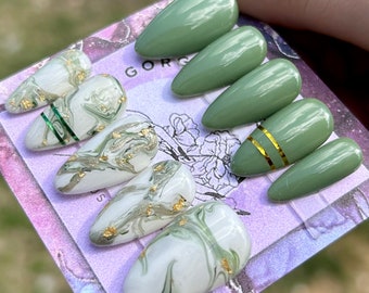 uñas de mármol verde / prensas / uñas prensadas / uñas verdes / uñas doradas / mármol / uñas blancas / uñas hermosas / uñas cortadas / día de San Patricio