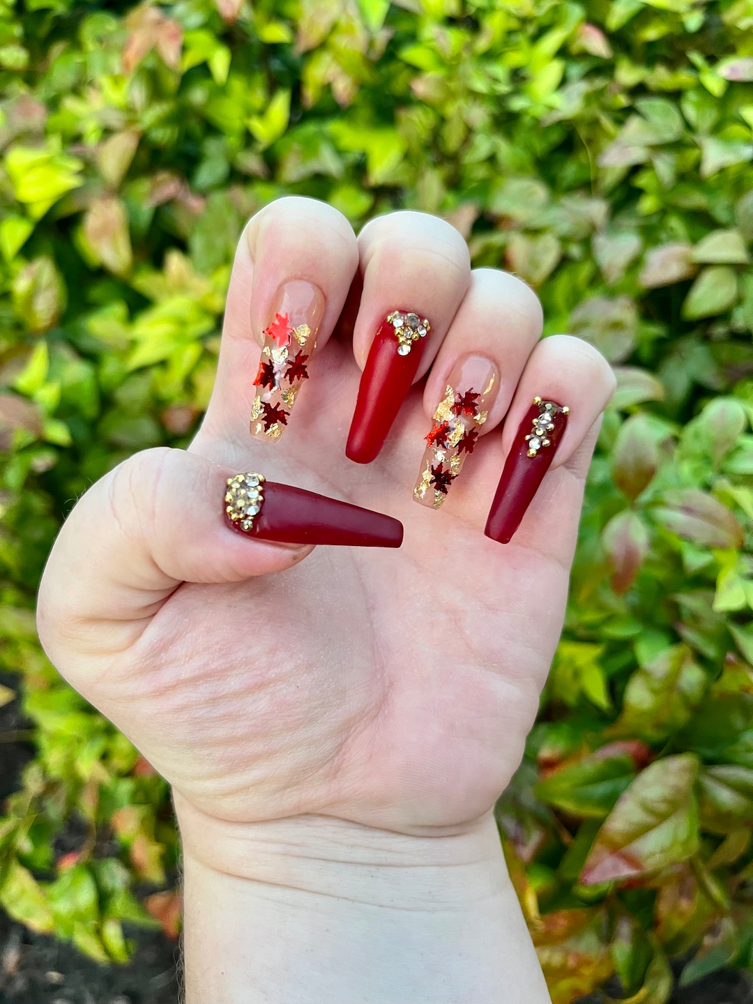 Fall Leaves Set/ Nails/press on Nails/ Fall/leaves/autumn Etsy