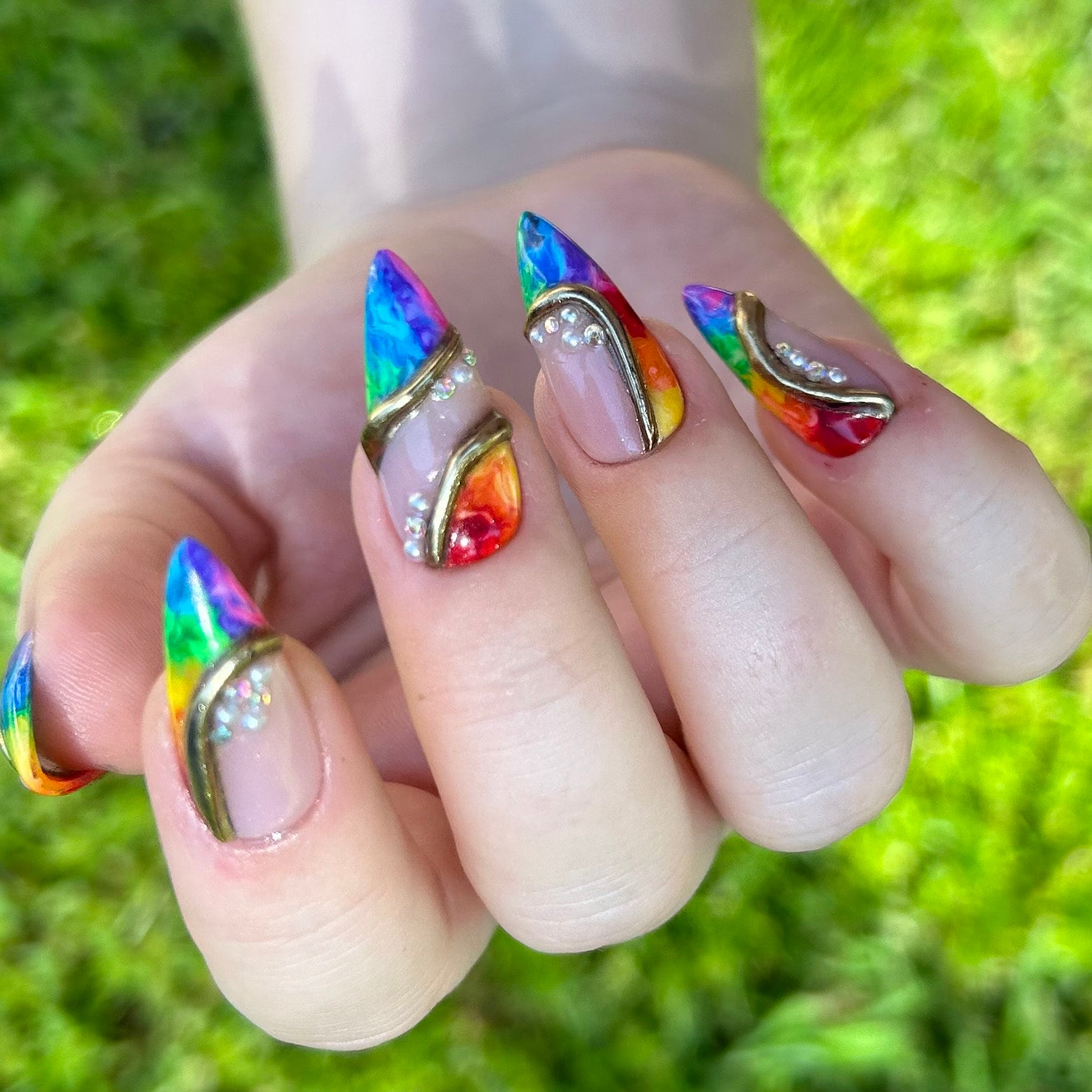 Rainbow Marble Nails