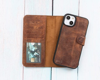 iPhone 14 Pro Wallet Case, iPhone 14 Pro Max Leather Case, iPhone 14 Plus Card Holder, Magnetic Detachable Case, iPhone 14 Pro Wallet Case