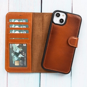 Cartera de cuero para iPhone 14+, funda de cuero para iPhone 14 Pro Max, funda de cuero genuino Apple iPhone 14 Pro, funda personalizada para iPhone