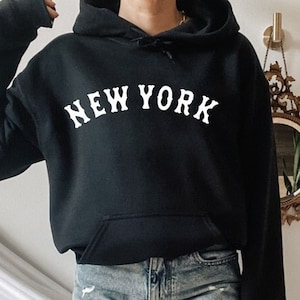 New York Hoodie, New York Unisex Hoodie, New York Lover Gift, Vintage Hoodie, New York College Hoodie for her, Women Essentials, NYC Hoodie