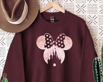 Minnie Castle sweatshirt, Glitter Minnie Castle sweatshirt, Disney sweatshirt, Glitter Minnie Castle Shirt, Glitter sweatshirt, Minnie Mouse