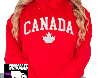 Glitter Canada Hoodie, Canada Day Shirt, Canadian Hoodie, Canadian Flag Hoodie, 1st Of July, Maple Leaf, Canada Gift, Canada Souvenir Shirt