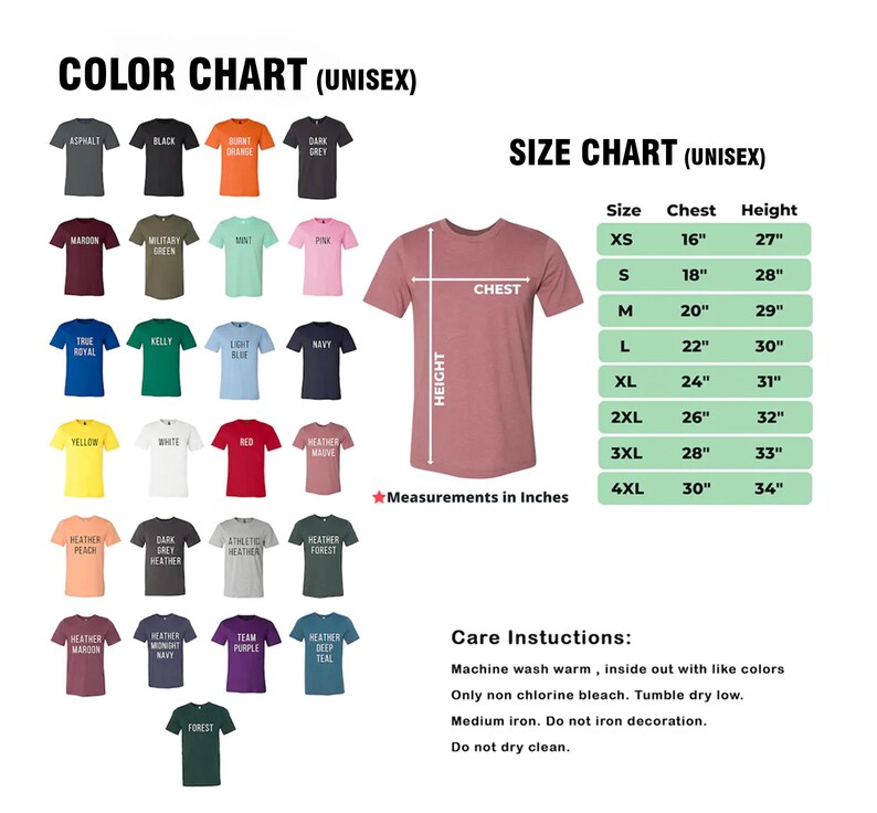 a t - shirt size chart for men and women