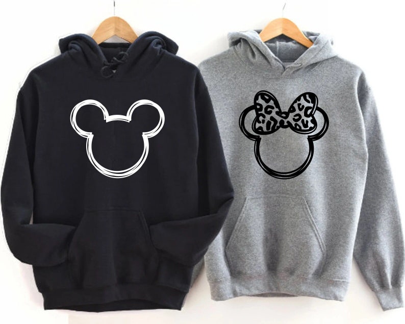 Sweat à capuche Minnie, sweat à capuche Mickey, Minnie Mickey Sketch, contour Mickey Minnie, sweat à capuche Disney, sweat léopard, sweat Minnie Mickey Mouse image 1