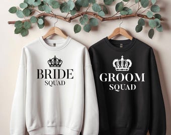 Couple Groom Squad Bride Squad Shirts, Wedding Party Matching T Shirt Sweatshirt Hoodie Set, Bachelor Bachelorette Wedding Apparel