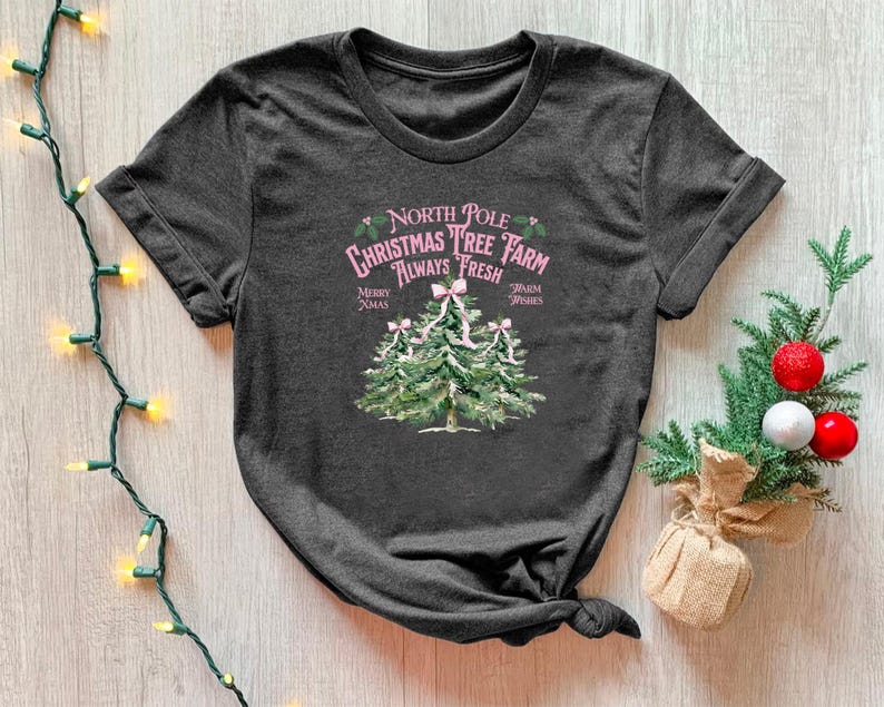 Pink Merry Christmas Trees Sweatshirt, Womens Christmas Sweatshirt