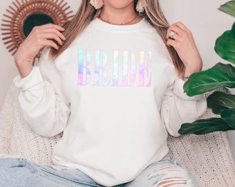 Bride Sweatshirt, Custom Wedding Shirt Gift Unique Bridal Shower Gift Bride Crewneck Honeymoon Outfit, Engagement Gift for Her, Gift for Her