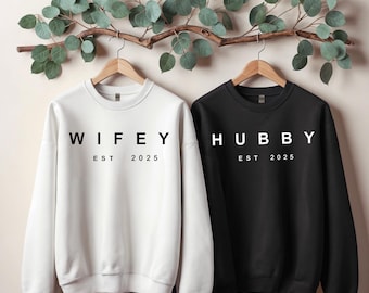 Wifey Sweatshirt, Hubby Sweatshirt, Wifey Hubby Sweatshirt, Engagement Gift, Bridal Shower Gift, Gift for Bride, Future Mrs, Mrs Sweatshirt