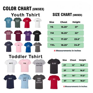 a chart showing the sizes of children's t - shirts
