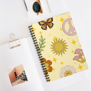 Retro Spiral Notebook - Ruled Line, Vintage Journal, 70s Style Diary, Fun Notepad, Groovy Planner