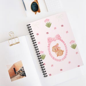 Niedliches Häschen Spiralblock - liniert, Girly Journal, Häschen Liebhaber Geschenk, rosa Notizbuch, Schreibjournal