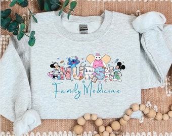 Chandail douillet de médecine familiale avec personnages magiques