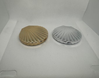 Golden or Silver Sea Shell Compact Mirror, One side magnified