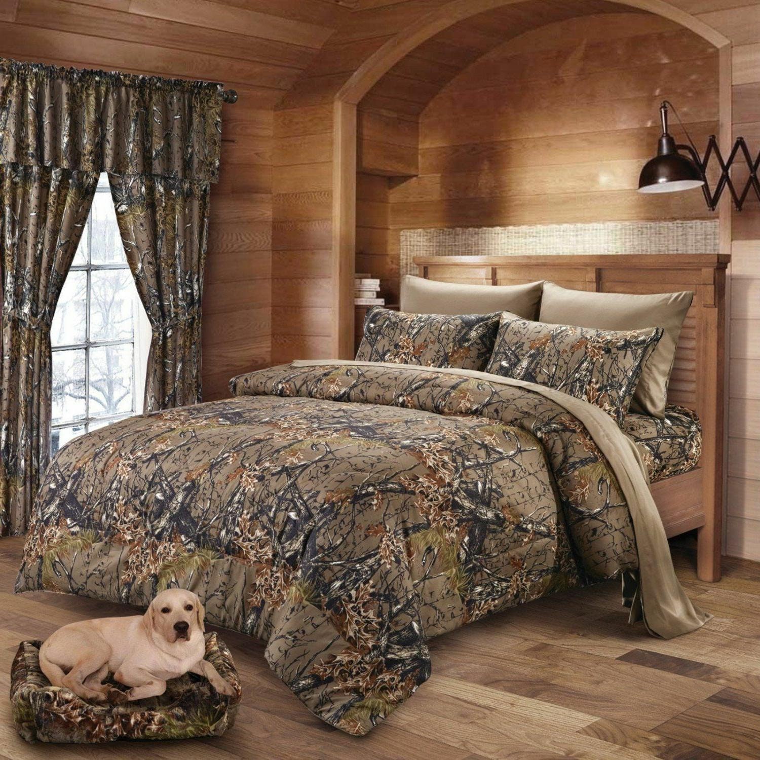 The Woods 9 Pc Natural Camo KING Bedding Set With Comforter Sheets and