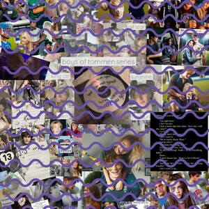 Op de afbeelding: Een collage van afbeeldingen met jonge mensen, tekst en een cd. De tekst bevat zinnen als "I'm high and in love with you" en "boys of tommen series". Het thema suggereert een verzameling herinneringen of een plakboek.