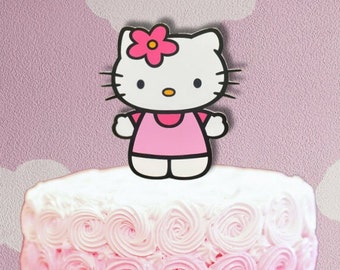 Kitty Topper Kawaii pink or red cake topper