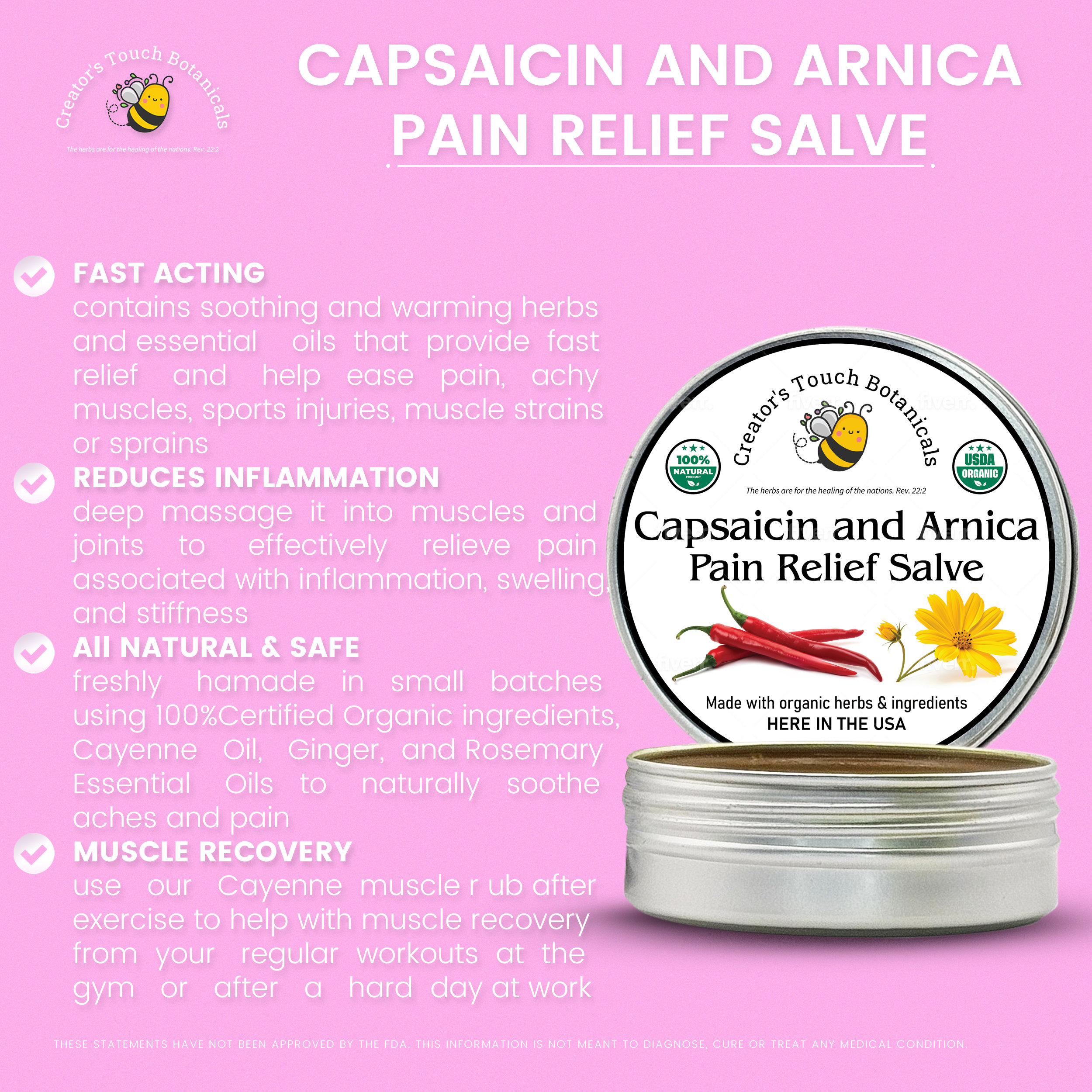 Cayenne Salve Capsaicin, Arnica, Neuropathy Pain Cream Nerve Pain