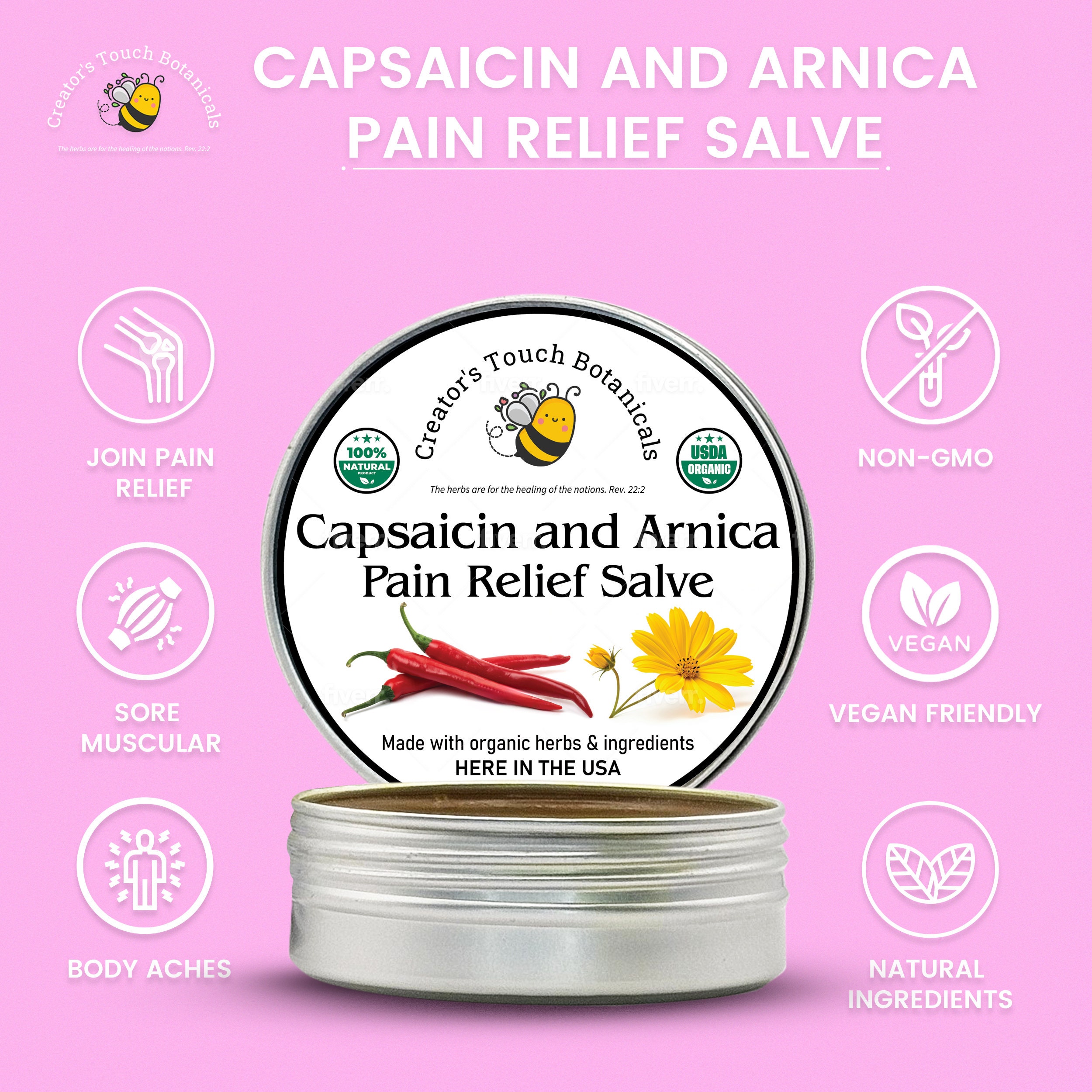 Cayenne Salve Capsaicin, Arnica, Neuropathy Pain Cream Nerve Pain