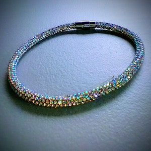 Elegant Crystal Dog collar. High Fashion Dog Necklace, Fancy Dog Collar, Weddings, Parties, Photo Shoots.   Custom sizes up to 16 in.