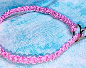 Elegant Pink, Soft, Flat Choke, Slip Collar for dog shows, Pets. Wider Braided Kindness neck. 25+ Colors Custom made in the Ozarks USA