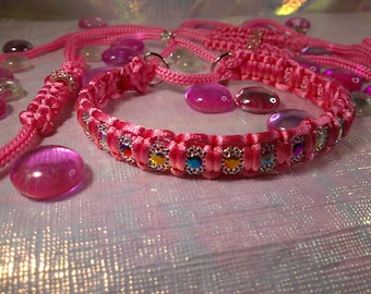 Elegant Pink Dog Show Collar & Show Lead, Dog Leash, Many colors. Braided Grip, wider Neck. Fine Dog Show Martingale, Made In USA
