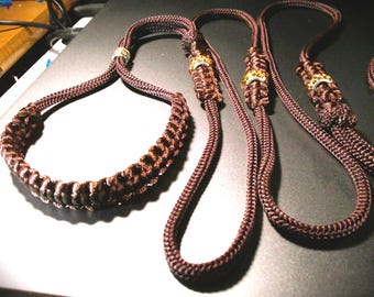 Elegant Dog Show Collar & Beaded Show Lead, Dog Leash. Smooth or Braided Neck. Lightweight Dog Show Slip lead, Custom made USA, Many Colors
