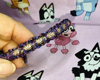 Elegant CRYSTAL Dog Tag Collar. Fancy Pet collar to display ID tags. Hand Braided, many colors. Side release or Metal closure. Made in USA
