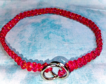 Elegant RED Soft, Flat Choke, Slip Collar for dog shows, Pets. Wider Braided Kindness neck. 25+ Colors Custom made in the Ozarks USA
