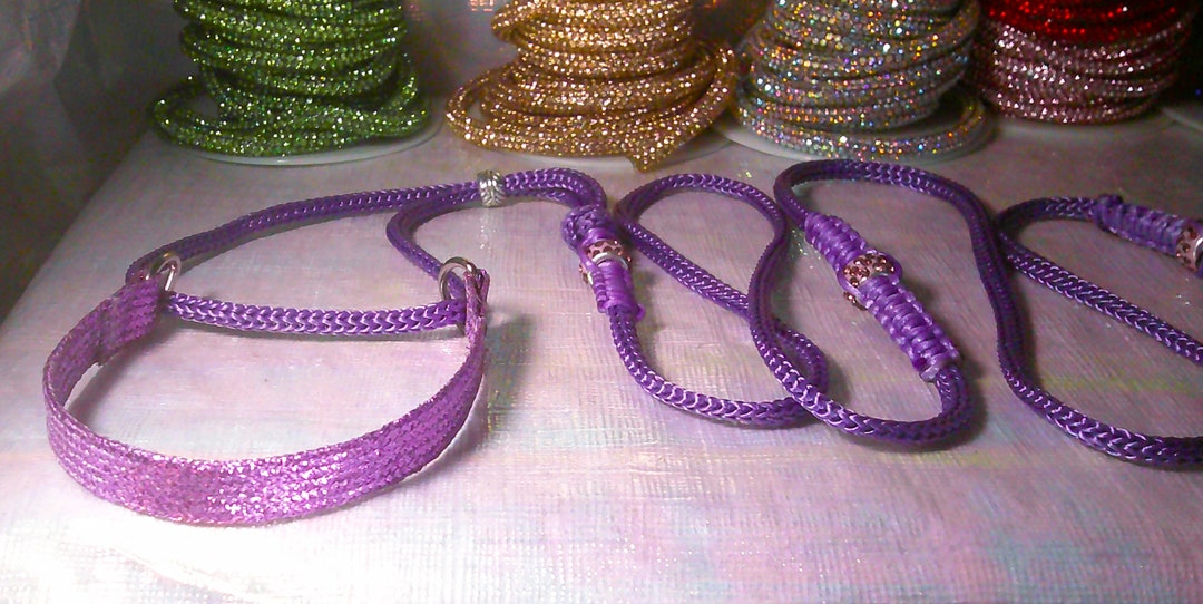 Elegant Dog Show Lead, Beaded Show Lead for Dogs, Soft Wider VELVET