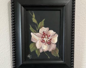 Original Painting Flower Deep Rich Wine Red Mauve Pinks Elegant  Stunning Detailed Vintage Frame Gallery Art One of Kind Free Ship in US