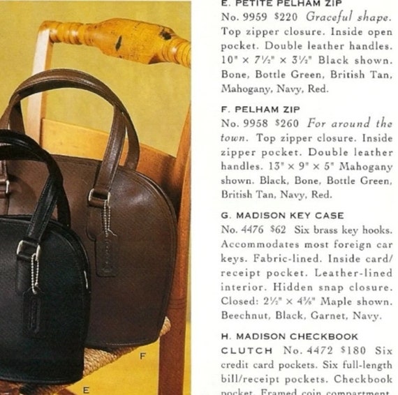 バッグ Vintage Coach Pelham Zip Green Handbag New Vintage Coach 9959 Bottle Green Petite Pelham Zip - Etsy