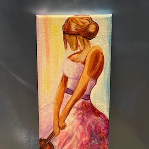 Lady with Violin (Pink, blue)