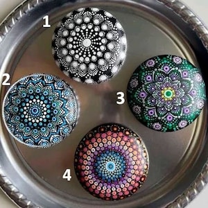 Mandala Stone - Hand Painted - Meditation Stone- Paperweight- Dot Painting – Large