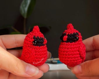 Plush Keychain | Handmade Crochet Red Cardinal | Amigurumi Bird | Stuffed Symbolic Nature Hope Emotional Charm | Spiritual, Winter Decor