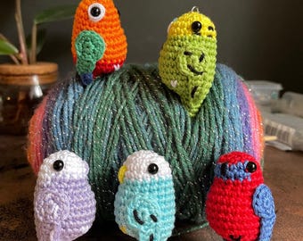 Plush Keychain | Amigurumi Keychain | Crochet Stuffed Animal Parrot Parakeet Conure | Hanging Bird Charm