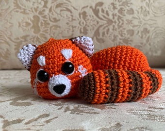 Plush Toy | Handmade Crochet Sleeping Red Panda | Amigurumi Asian Forest Mountain Bear