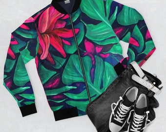 Boricua Sol Bomber Jacket, Flor de Maga Bomber Jacket