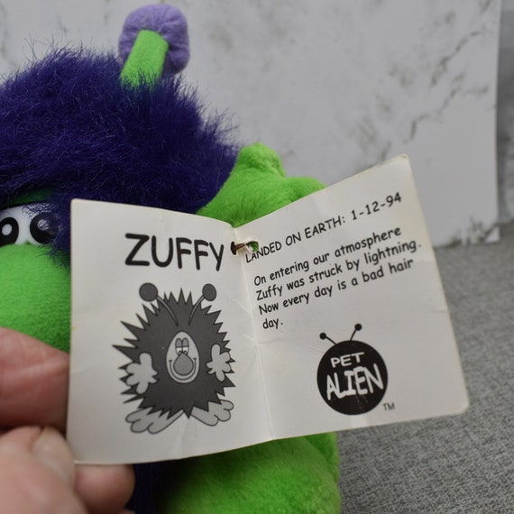 Zuffy Alien Pet Purple Green Wild Hair Beanbag Bestever 1997 Poupée en  peluche -  France