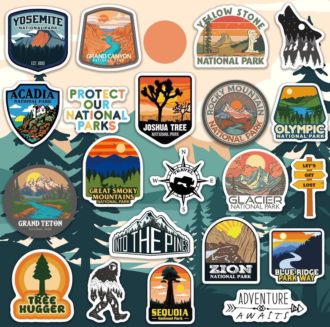 National Park Sticker Pack - Etsy