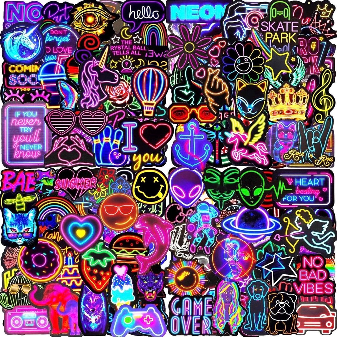 Neon Sticker Sample Neon Sticker Variety Pack - Etsy